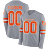 Custom Hockey Jersey – Triple Stripes Gray Orange White Long Sleeve – front and back view