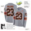 Custom Hockey Jersey – Triple Stripes Gray Black Orange Long Sleeve – product details