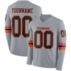Custom Hockey Jersey – Triple Stripes Gray Black Orange Long Sleeve – front and back view