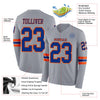 Custom Hockey Jersey – Triple Stripes Gray Royal Orange Long Sleeve – product details