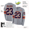 Custom Hockey Jersey – Triple Stripes Gray Navy Orange Long Sleeve – product details