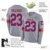 Custom Hockey Jersey – Triple Stripes Gray Purple Orange Long Sleeve – product details