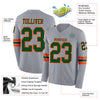 Custom Hockey Jersey – Triple Stripes Gray Green Orange Long Sleeve – product details