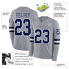 Custom Hockey Jersey – Triple Stripes Gray Navy White Long Sleeve – product details
