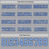 Custom Hockey Jersey – Triple Stripes Gray Light Blue Navy Long Sleeve – personalization font options
