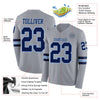 Custom Hockey Jersey – Triple Stripes Gray Navy Light Blue Long Sleeve – product details