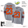 Custom Hockey Jersey – Triple Stripes Gray Orange Navy Long Sleeve – product details