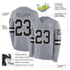 Custom Hockey Jersey – Triple Stripes Gray Black White Long Sleeve – product details