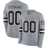 Custom Hockey Jersey – Triple Stripes Gray Black White Long Sleeve – front and back view