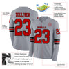 Custom Hockey Jersey – Triple Stripes Gray Red Black Long Sleeve – product details