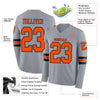 Custom Hockey Jersey – Triple Stripes Gray Orange Black Long Sleeve – product details