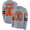 Custom Hockey Jersey – Triple Stripes Gray Orange Black Long Sleeve – front and back view