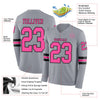Custom Hockey Jersey – Triple Stripes Gray Pink Black Long Sleeve – product details