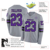 Custom Hockey Jersey – Triple Stripes Gray Purple Black Long Sleeve – product details