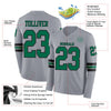Custom Hockey Jersey – Triple Stripes Gray Kelly Green Black Long Sleeve – product details
