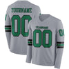 Custom Hockey Jersey – Triple Stripes Gray Kelly Green Black Long Sleeve – front and back view