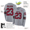 Custom Hockey Jersey – Triple Stripes Gray Crimson Black Long Sleeve – product details