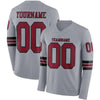 Custom Hockey Jersey – Triple Stripes Gray Crimson Black Long Sleeve – front and back view