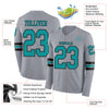 Custom Hockey Jersey – Triple Stripes Gray Teal Black Long Sleeve – product details