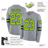 Custom Hockey Jersey – Triple Stripes Gray Neon Green Black Long Sleeve – product details