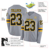 Custom Hockey Jersey – Triple Stripes Gray Black Gold Long Sleeve – product details