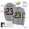 Custom Hockey Jersey – Triple Stripes Gray Navy Gold Long Sleeve – product details