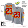 Custom Hockey Jersey – Triple Stripes Gray Red Gold Long Sleeve – product details