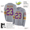 Custom Hockey Jersey – Triple Stripes Gray Purple Gold Long Sleeve – product details