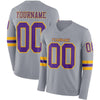 Custom Hockey Jersey – Triple Stripes Gray Purple Gold Long Sleeve – front and back view