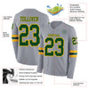 Custom Hockey Jersey – Triple Stripes Gray Green Gold Long Sleeve – product details