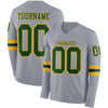 Custom Hockey Jersey – Triple Stripes Gray Green Gold Long Sleeve – front and back view