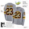 Custom Hockey Jersey – Triple Stripes Gray Brown Gold Long Sleeve – product details