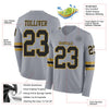 Custom Hockey Jersey – Triple Stripes Gray Black Old Gold Long Sleeve – product details