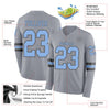 Custom Hockey Jersey – Triple Stripes Gray Light Blue Steel Gray Long Sleeve – product details