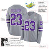 Custom Hockey Jersey – Triple Stripes Gray Purple White Long Sleeve – product details