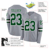 Custom Hockey Jersey – Triple Stripes Gray Green White Long Sleeve – product details