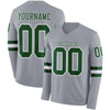 Custom Hockey Jersey – Triple Stripes Gray Green White Long Sleeve – front and back view