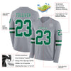 Custom Hockey Jersey – Triple Stripes Gray Kelly Green White Long Sleeve – product details