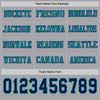 Custom Hockey Jersey – Triple Stripes Gray Navy Teal Long Sleeve – personalization font options