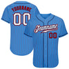 Custom Pinstripe Baseball Jersey – Personalized Light Blue Navy Blue Red Sports Uniform – product image 1