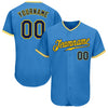 Custom Solid Baseball Jersey – Personalized Light Blue Navy Blue Gold Sports Uniform – product image 1