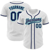 Custom Piped Baseball Jersey – Personalized White Navy Blue Teal Sports Uniform – product image 1