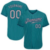 Custom Pinstripe Baseball Jersey – Personalized Teal Navy Blue Gray Sports Uniform – product image 1