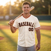 Custom Cream - Black - Orange - Old Gold Baseball Script Baseball Jersey – worn by a man