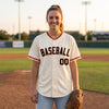 Custom Cream - Black - Orange - Old Gold Baseball Script Baseball Jersey – worn by a woman
