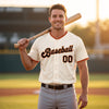 Custom Cream - Black - Orange - Old Gold Classic Script Baseball Jersey – worn by a man