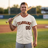 Custom Cream - Black - Orange - Old Gold Classic Trim Baseball Jersey – worn by a man