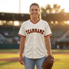 Custom Cream - Black - Orange - Old Gold Classic Trim Baseball Jersey – worn by a woman