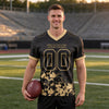 Custom Black - Vegas Gold Graphic Splash Pattern Football Jersey – worn by a man
