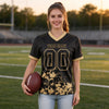 Custom Black - Vegas Gold Graphic Splash Pattern Football Jersey – worn by a woman